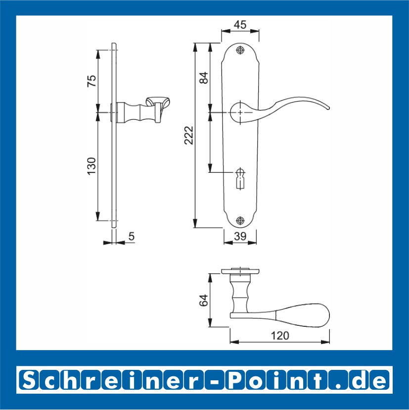 Hoppe Caracas Langschild-Garnitur F73 Messing brüniert, M112SLN/2021, 6685929, 8168122, 800773, 8168239, 800735, 8170730, 6376487, 6376495